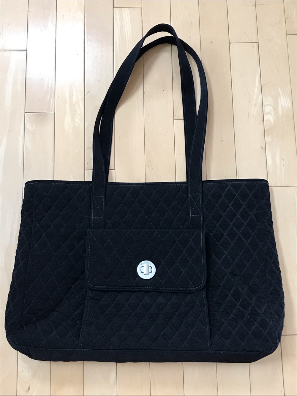 Vera Bradley Shoulder computer tote bag - black quilted microfiber